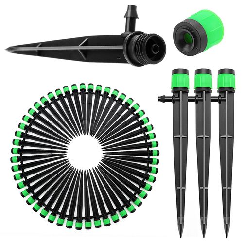 ERSHI-50 Pièces Goutteur Irrigation Réglable, 360 Degrés Micro Asperseur Goutte à Goutte avec Connecteur Barbelé & Piquet de Suppo[1