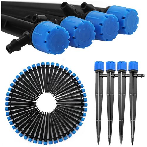 ERSHI-50 Pièces Goutteur Irrigation Réglable, 360 Degrés 8-Trou Micro Asperseur Goutte à Goutte avec Connecteur Barbelé & Piquet d[1