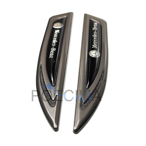 2 Emblème Lame Fender Mercedes Aile Noir Gris Foncé