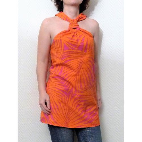 Tunique Réversible Rose Fuschia Et Orange Sans Manches- Taille 36- Camaieu