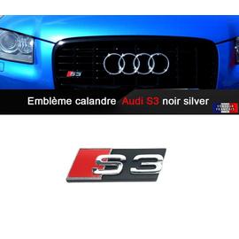 Logo Emblème Audi SLine arrière coffre Ailes Noir Silver 80x30 MM