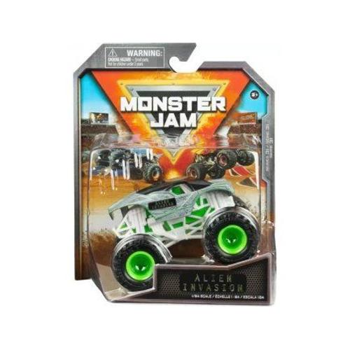 Coffret Pour Monster Jam Alien Invasion - Voiture Grise Et Noir- Set V?hicule Miniature M?tal + 1 Carte Offerte - Nouveaut? - Collector