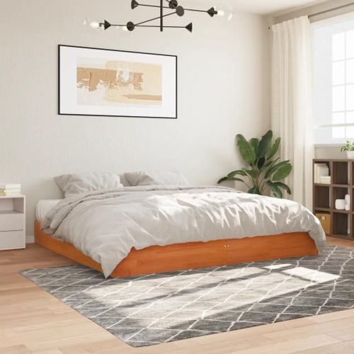 Cadre De Lit Sans Matelas Cire Marron 180x200cm Bois Pin Massif