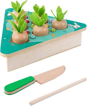 Jouet Tri Carottes En Bois - Jeu Mémoire Et Motricité Fine Pour Tout-Petits 0-3 Ans - 19x18x4.5 Cm
