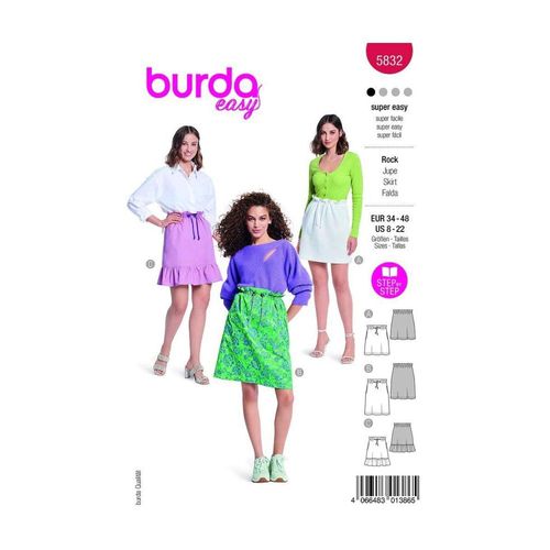 Patron Burda 5832 - Jupe Simple Du 34 Au 48 Fr