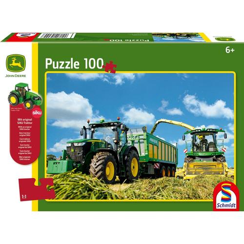 Puzzles Tracteur 7310r Avec 8600i Ramasseuse Hacheuse, 100 Pcs, Avec Tracteur