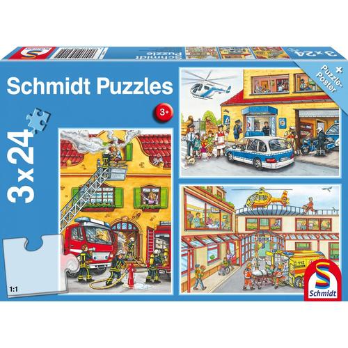 Puzzles Pompiers & Police, 3x24 Pcs