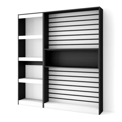 Étagère Bibliothèque, Étagère De Rangement, 170x186x25cm, Salon Salle À Manger Bureau, Salon, Bureau, Style Moderne, Blanc Et Noir