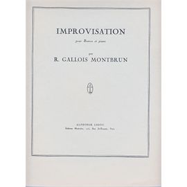Raymond Gallois Montbrun : Improvisation Pour Basson Et Piano - Editions Alphonse Leduc Al20765