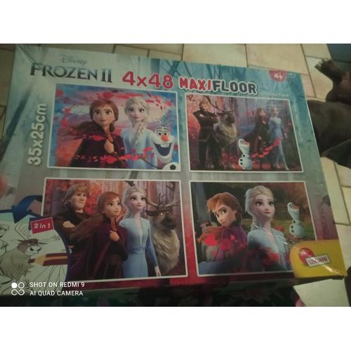 Lisciani - Disney Puzzle La Reine Des Neiges - 4 Puzzles De 48 Pi Ces - Double Face - Verso A Colorier - Jeu Educatif - A Partir De 4 Ans