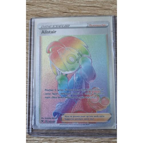 Alistair 192 185 Dresseur Arc En Ciel Secr Te - Ultraboost X Epée Et Bouclier 4 Voltage Éclatant - Coffret De 10 Cartes Pokémon Françaises