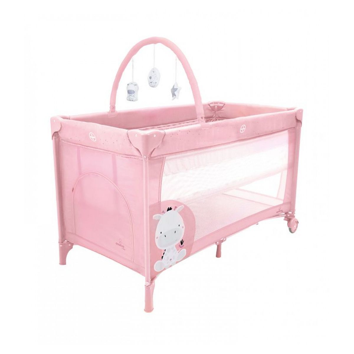 Lit Parapluie De Poupee Pliant 56 X 32 X 33 Cm Tissu Rose Coeurs Lit De Voyage Luxe Pliable Accessoire Couchage Poupon