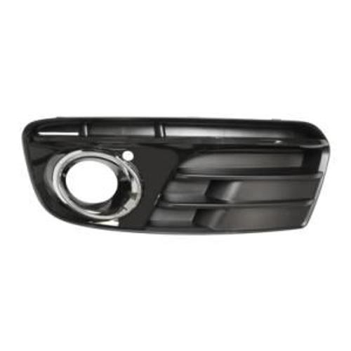 Grille Pare Chocs Avant Gauche Pour Audi Q5 I Ph. 2 2012-2016, Trou Antibrouillard Avec Cadre Chromé, Noire Lisse, Neuve