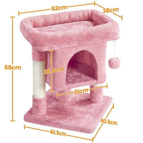 Yaheetech Arbre À Chat Design Avec Niche Tour Pour Chat Hauteur 59cm Rose