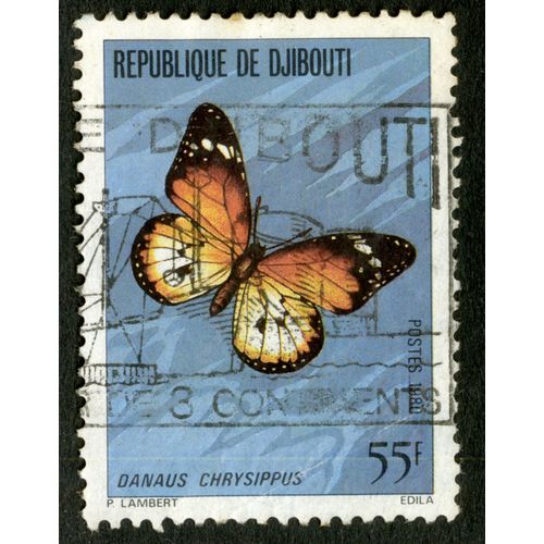 Timbre Oblitéré République De Djibouti, Danaus Chrysippus, Postes 1981, 55 F