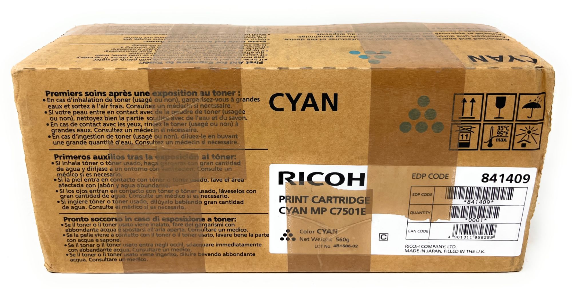 RICOH 841409 TONER ORIGINAL CYAN MP C7501E POUR RICOH AFICIO MP C6501/MP C7501