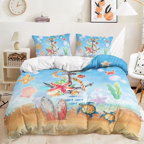 Ancre Nautique Housse De Couette Tortue De Mer Ensemble De Literie Pour Tout-Petits Coquille De Tortue Bleue Bulles Ensembles De Lit ¿¿Toile De Mer Oc¿¿An C?Tier A
