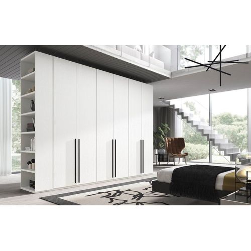 Armoire 331,4 X 240 Cm Couleur Polar 6 Portes Lisses Bibliothèque Terminale Poignée Barra Pizzara