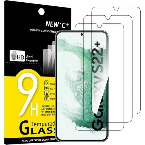 Lot De 3 Verre Trempé Pour Samsung Galaxy S22 Plus S22 Plus Film Protection Écran Anti Rayures Sans Bulles D'air Ultra Résistant 0,26mm Hd Ultra Transparent Dureté 9h Glass