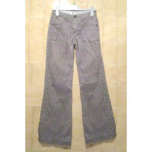 Jean Ou Pantalon Gris Bas Des Jambes Large, Intérieur Satin, Magnifique T. 34