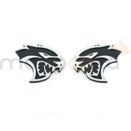 2 Emblème Dodge Srt Hellcat Noir Silver 2 Pièces