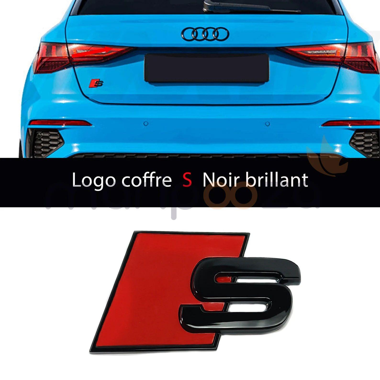 Emblème logo Audi S Sline arrière coffre Noir brillant Rouge 65x35 MM