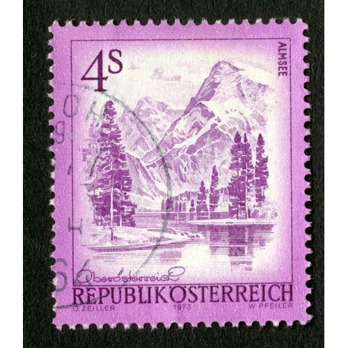 Timbre Oblitéré Republik Osterreich, Almsee, 4s, 1973