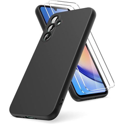 Coque Noir Pour Samsung Galaxy A34 5g (6,6") Et 2 Verres Trempé Film Protection Ecran Little Boutik®