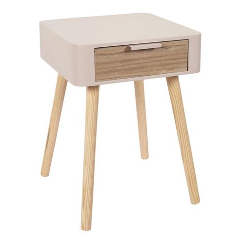 Table De Chevet 1 Tiroir "Bois" 48cm Rose
