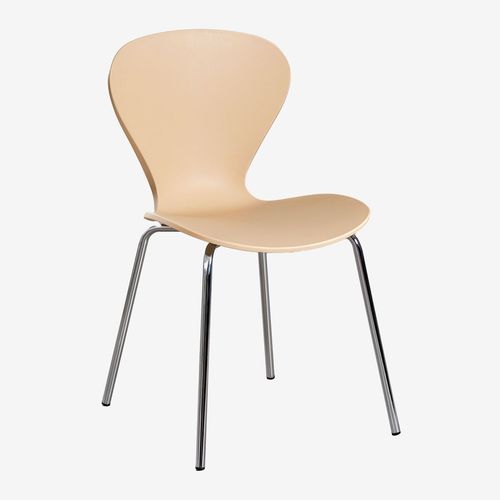 Lot De 2 Chaises De Salle À Manger Empilables Brun Blé Gris Chromé