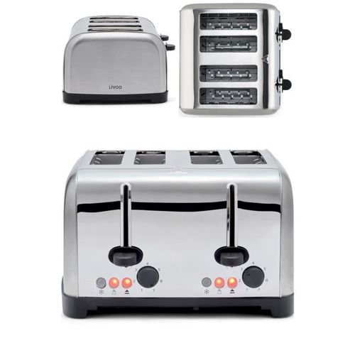 Grille-pain 1700 W INOX 4 fentes larges 3 cm