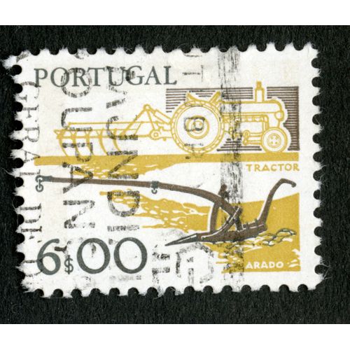 Timbre Oblitéré Portugal, Tractor, Arado, 6s00