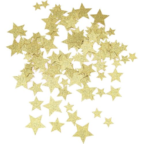 Lot de 100 confettis de Noël en forme d'étoiles dorées - 3 tailles - Décoration de table - 4 cm - Pour Noël, anniversaire, mariage, Nouvel An, ESTE-0002