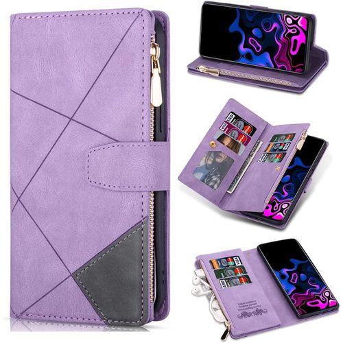 Coque Pour Samsung Galaxy A33 5g,Etui En Cuir Pu Portefeuille Coque,Avec [Fentes Pour Cartes][Stand Fonction][Magnetique] - Mauve