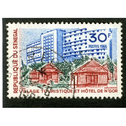 Timbre Oblitéré République Du Sénégal, Village Touristique Et Hôtel De N'gor, 30 F, Postes 1966