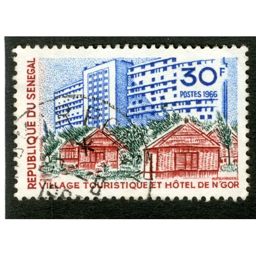 Timbre Oblitéré République Du Sénégal, Village Touristique Et Hôtel De N'gor, 30 F, Postes 1966