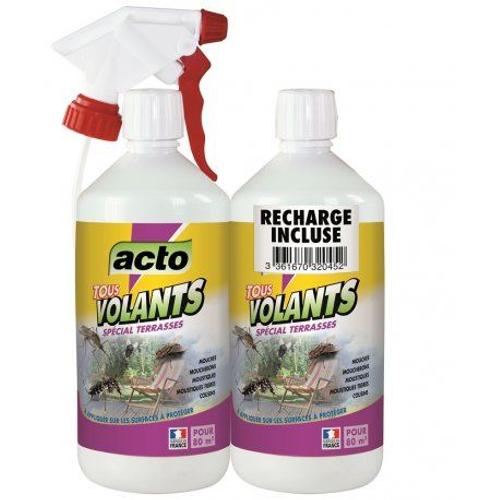 RÉPULSIF TOUS VOLANTS - ACTO - 2 BIDONS DE 800 ML ET UN PULVÉRISATEUR