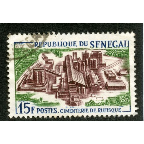 Timbre Oblitéré République Du Sénégal, Cimenterie De Rufisque, 15 F, Postes