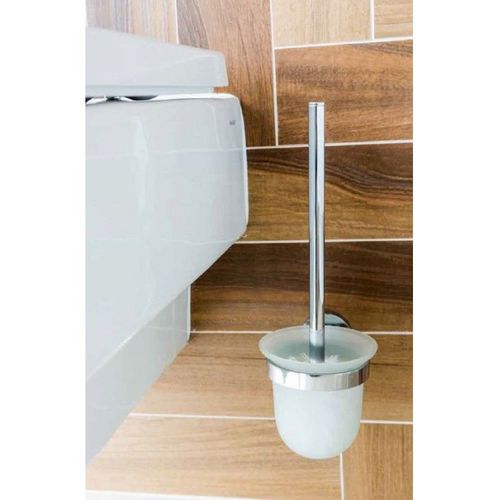 Goupillon de toilettes mural OMEGA, bol en verre 11x36x14cm-Blanche-Blanche--