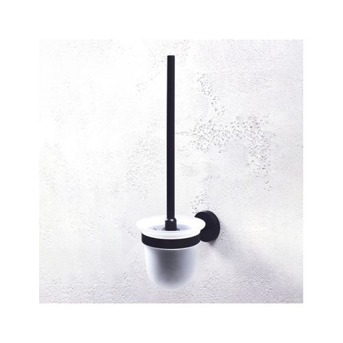 Goupillon de toilettes mural DARK en laiton noir et bol en verre 37cm x 14cm x 9,5cm--