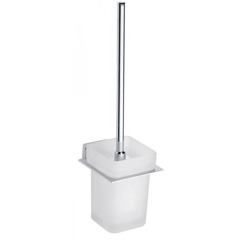 Goupillon de toilettes mural en verre et zinc NIKI 37,5 x13,5 x10,5 cm--