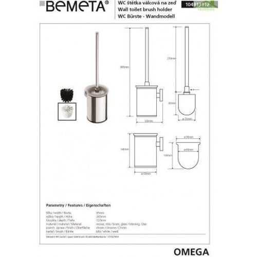 Goupillon de toilette mural brosse OMEGA en chrome 38,5x12cm-Blanche-Blanche--
