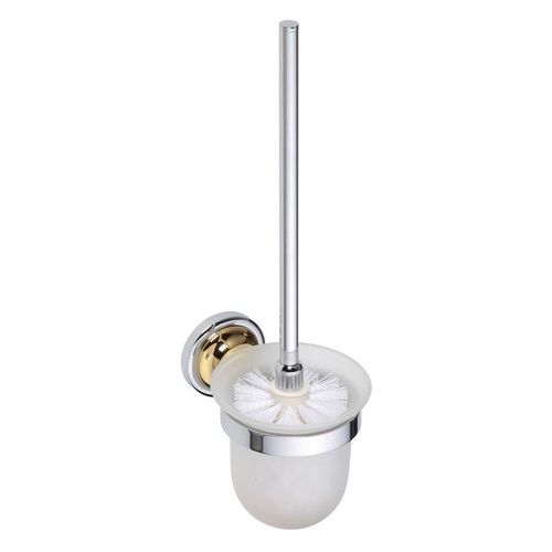 Brosse murale de toilette RETRO en chrome-or, bol en verre 11x36x15 cm--