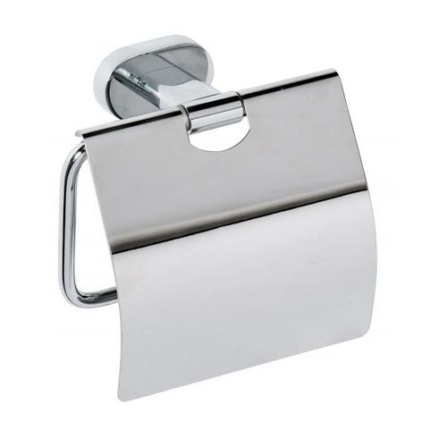Dérouleur toilettes WC avec couvercle OVAL en chrome 13x12,5x6 cm--