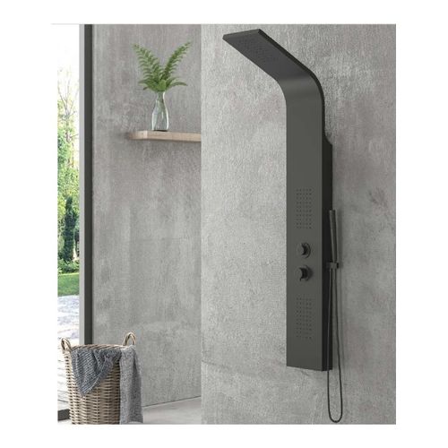 Colonne de douche hydromassante SUE en aluminium 140x20x6,5 cm-Noir-Noir--