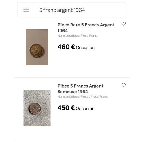 Pièces De 5 Francs Argent 1963 Et 1964