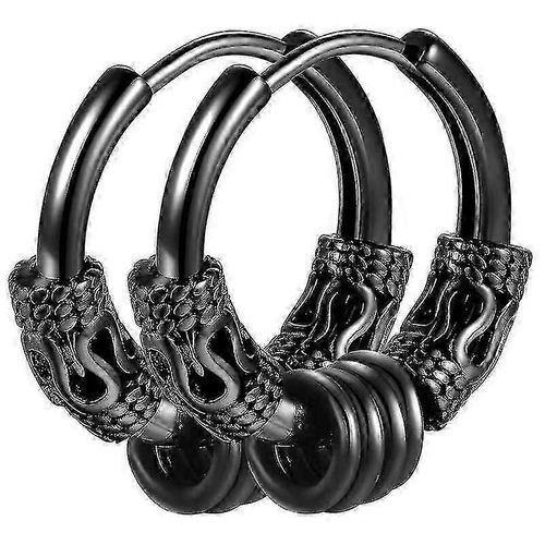 Hommes Femmes Vintage Cerceau Boucles D¿Oreilles 14mm Médical Titane Acier Hip Hop Punk Esthétique Boucles D¿Oreilles Argent Noir Hypoallergénique
