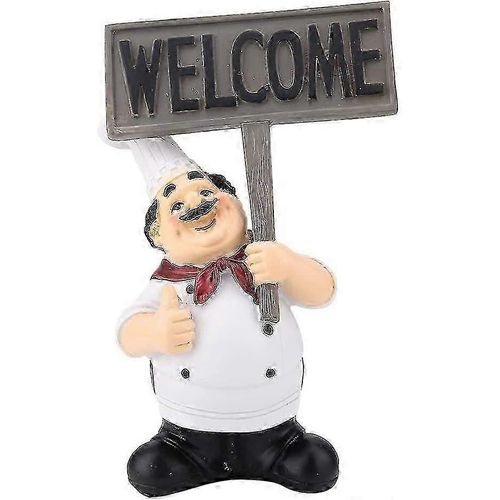 Chef Ornements - Décoratif Restaurant Résine Mignonnes Figurines Miniature Statue Ornements Assiette de Bienvenue