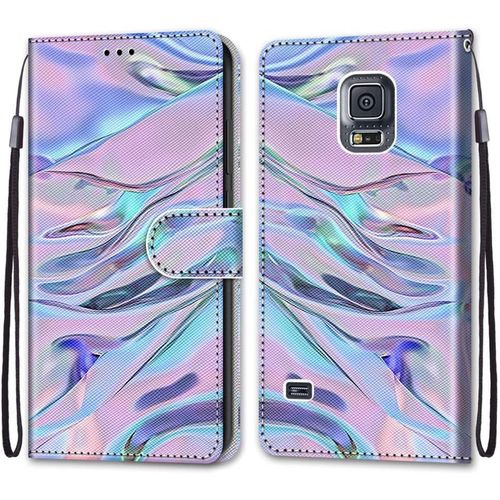 Coque En Pu Cuir Pour Samsung Galaxy S5 ¿¿Tui Flip Cover Clapet De Protection Portefeuille Avec Motif Fluorescent Housse Magn¿¿Tique Case Wallet Antichoc Cover Pour Samsung Galaxy S5 5.1
