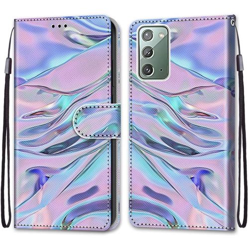 Coque En Pu Cuir Pour Samsung Galaxy Note20 ¿¿Tui Flip Cover Clapet De Protection Portefeuille Avec Motif Fluorescent Housse Magn¿¿Tique Case Wallet Antichoc Cover Pour Samsung Galaxy Note20